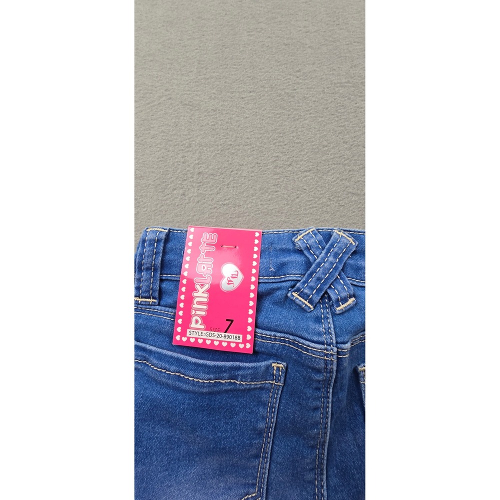 Pink Latte Girls Blue Denim Shorts Size 7 NWT Frayed Raw Hem Supersoft Comfy - Picture 9 of 10